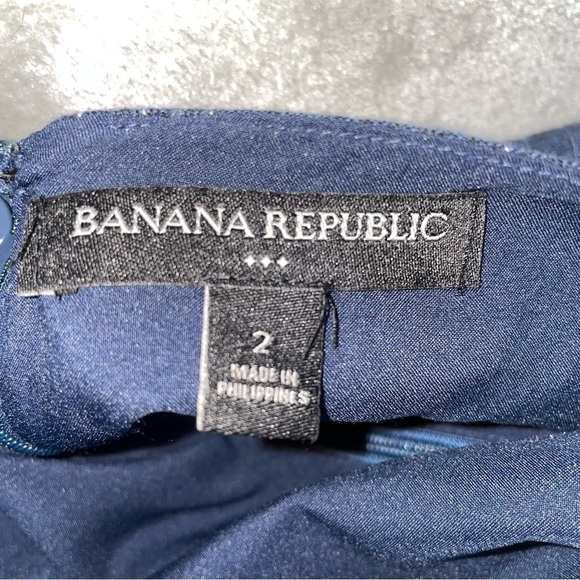 Banana Republic Navy Striped Linen Blend Fit Flare Mini Dress Size 2 - Picture 5 of 9